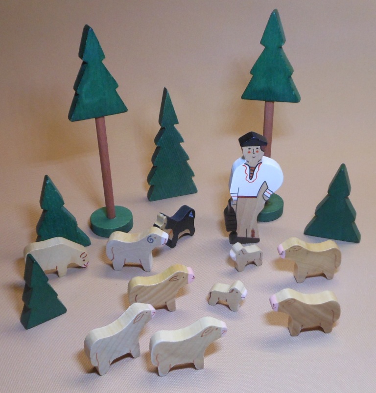 Figurky - pastýř s ovečkami 