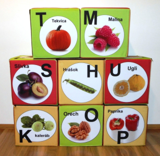 Kostky  - abeceda ovoce a zelenina - SLOVENŠTINA, 30x30x30cm